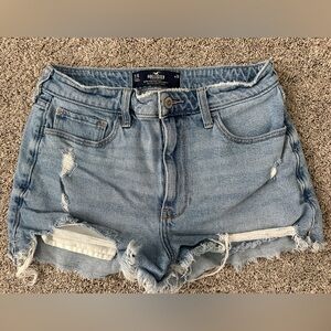 Hollister Women's Distressed Light Blue Jean Shorts